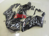Black with White Flame Fairing Kit for a 2004 & 2005 Honda CBR1000RR motorcycle