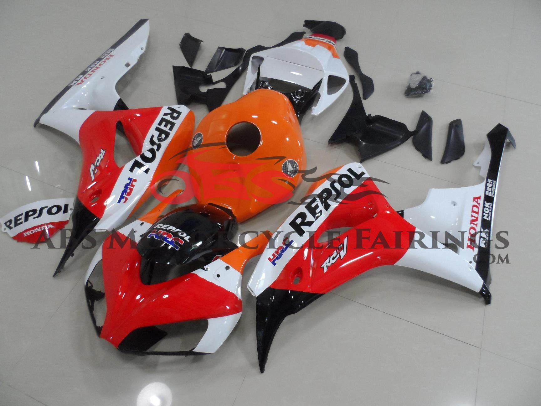 Red, White and Orange REPSOL Fairing Kit for a 2006 & 2007 Honda CBR1000RR motorcycle