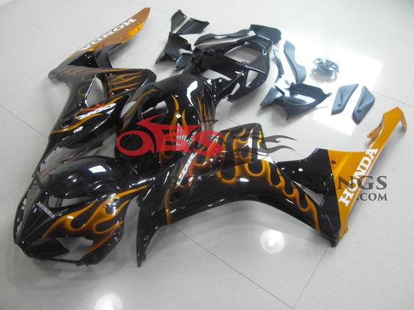 Honda CBR1000RR (2006-2007) Black & Dark Gold Flame Fairings