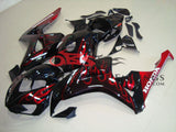 Black, White and Red Flame Fairing Kit for a 2006 & 2007 Honda CBR1000RR motorcycle