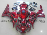 Candy Apple Red and Gray Tribal Flame Fairing Kit for a 2006 & 2007 Honda CBR1000RR motorcycle
