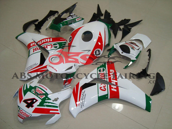 White, Red and Green Castrol #4 Fairing Kit for a 2008, 2009, 2010 & 2011 Honda CBR1000RR motorcycle