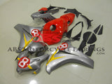 Silver, Red and Yellow Fairing Kit for a 2008, 2009, 2010 & 2011 Honda CBR1000RR motorcycle