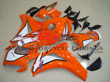 Orange and White HRC Fairing Kit for a 2008, 2009, 2010 & 2011 Honda CBR1000RR motorcycle