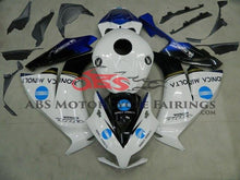 White, Black and Blue Konica Minolta Fairing Kit for a 2012, 2013, 2014, 2015 & 2016 Honda CBR1000RR motorcycle