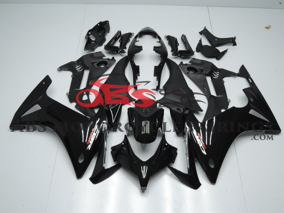 Motorrad-Verkleidungsset Für Honda CBR500R (2013-2014) | Schwarz, Aus ABS-Kunststoff | Inkl. Hitzeschild & Tankaufkleber
