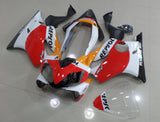 White, Red, Orange and Black Repsol Fairing Kit for a 2004, 2005, 2006, 2007 Honda CBR600F4i motorcycle