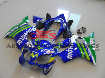 Blue and Green MOVISTAR Race Fairing Kit for a 2004, 2005, 2006, 2007 Honda CBR600F4i motorcycle