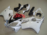 Gloss White with Black Stripe Fairing Kit for a 2001, 2002, 2003 Honda CBR600F4i motorcycle