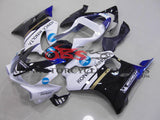 White, Black & Blue Konica Fairing Kit for a 2001, 2002, 2003 Honda CBR600F4i motorcycle