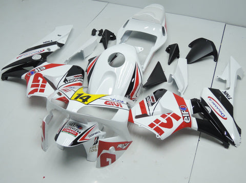 White, Black and Red Givi Fairing Kit for a 2003, 2004 Honda CBR600RR motorcycle