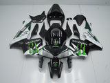 Black, White and Green Monster Fairing Kit for a 2005, 2006 Honda CBR600RR motorcycle.