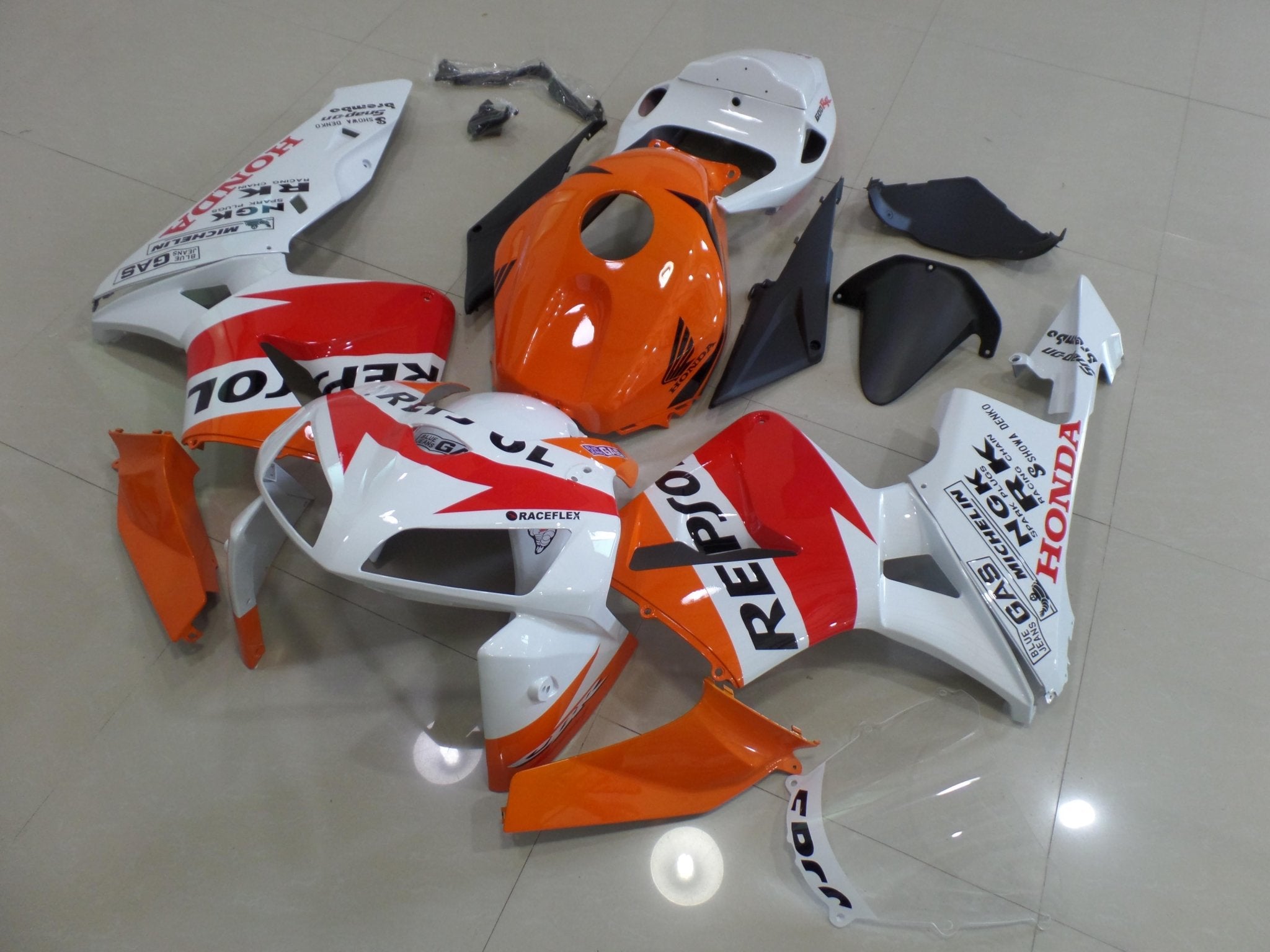 Honda CBR600RR Fairings (2005-2006) White, Orange Repsol