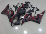 Matte Black and Matte Red Stripe Fairing Kit for a 2007 and 2008 Honda CBR600RR motorcycle