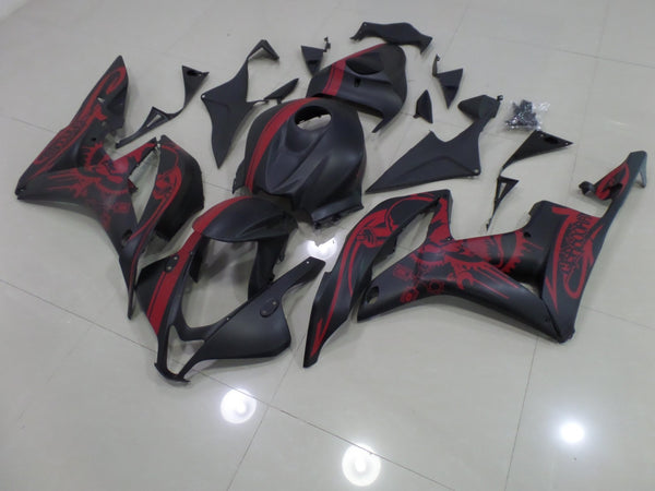 Matte Black and Matte Red Stripe Fairing Kit for a 2007 and 2008 Honda CBR600RR motorcycle