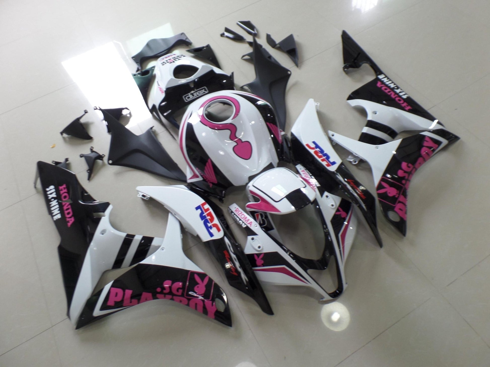 Honda CBR600RR Fairing Kit (2007-2008) White, Black, Pink Playboy from KingsMotorcycleFairings.com