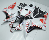 Honda CBR600RR (2007-2008) White, Black & Red Flame Fairings