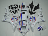 White, Red and Blue Stripe R Fairing Kit for a 2007 and 2008 Honda CBR600RR motorcycle