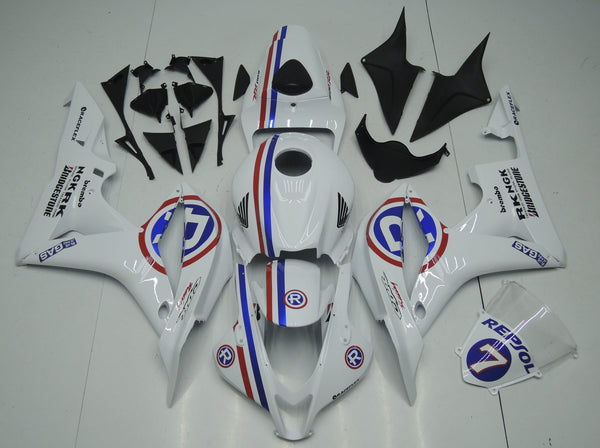 Honda CBR600RR (2007-2008) White, Red & Blue Stripe R Fairings
