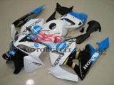 White, Black and Blue Konica Minolta Racing Fairing Kit for a 2005, 2006 Honda CBR600RR motorcycle