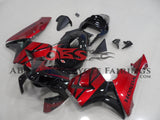 Black and Candy Apple Red Fairing Kit for a 2003, 2004 Honda CBR600RR motorcycle