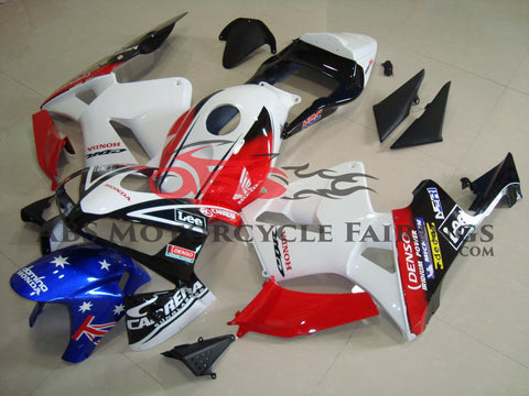 Honda CBR600RR (2003-2004) White, Red, Black & Blue Domino Fairings