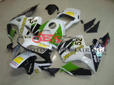 White, Black and Green HANNspree Racing Fairing Kit for a 2003, 2004 Honda CBR600RR motorcycle