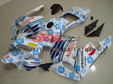 White with Blue Flower Nastro Azzurro Race Fairing Kit for a 2003, 2004 Honda CBR600RR motorcycle