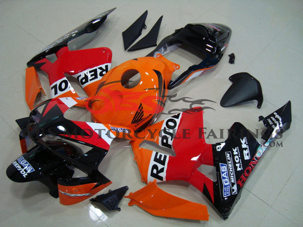 Honda CBR600RR (2003-2004) Orange, Red & Black Repsol fairings with a Black Tail Section