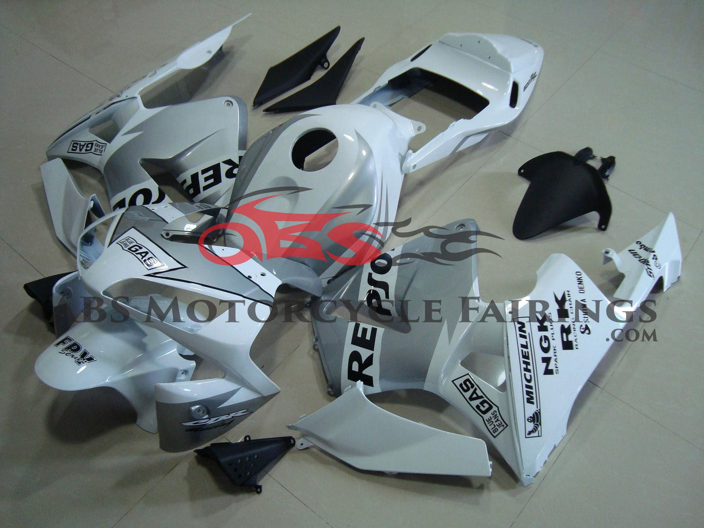Honda CBR600RR (2003-2004) White & Silver Repsol Fairings