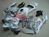 White and Silver Repsol Fairing Kit for a 2003, 2004 Honda CBR600RR motorcycle