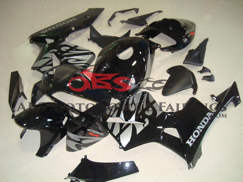 Honda CBR600RR (2005-2006) Black and Silver Tribal Fairings