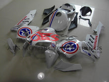 White, Red and Blue Racing Fairing Kit for a 2005, 2006 Honda CBR600RR motorcycle