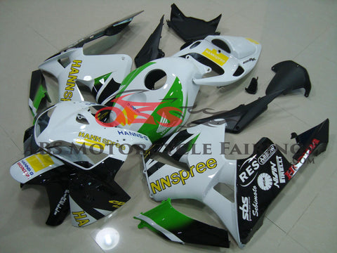 Honda CBR600RR (2005-2006) White, Black & Green HANNspree Race Fairings