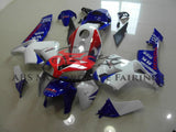 Blue, White & Red HRC Racing Fairing Kit for a 2005, 2006 Honda CBR600RR motorcycle