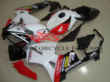 White, Black and Red Racing Fairing Kit for a 2005, 2006 Honda CBR600RR motorcycle
