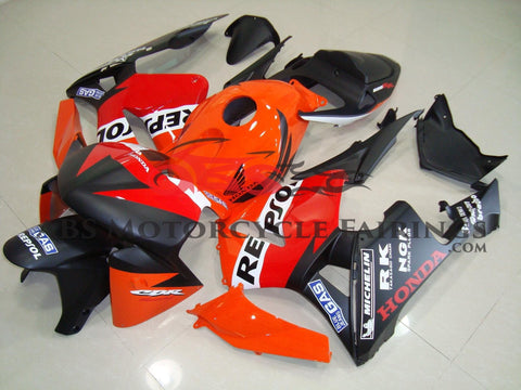 Honda CBR600RR (2005-2006) Matte Black with Gloss Orange & Red Repsol Race Fairings