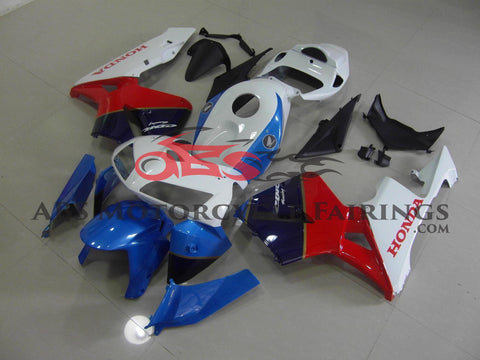 Blue, White and Red Fairing Kit for a 2005, 2006 Honda CBR600RR motorcycle