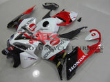 White, Red and Black Konica Minolta Racing Fairing Kit for a 2005, 2006 Honda CBR600RR motorcycle