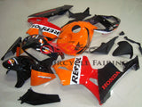 Orange, Black and Red Repsol Fairing Kit for a 2005, 2006 Honda CBR600RR motorcycle