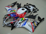White, Black and Red Eurobet Racing Fairing Kit for a 2007, 2008 Honda CBR600RR motorcycle