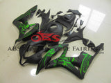 Matte Black and Green Skull Fairing Kit for a 2007, 2008 Honda CBR600RR motorcycle