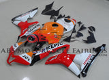 Orange, Red and White Repsol Fairing Kit for a 2007, 2008 Honda CBR600RR motorcycle