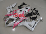 White and Light Pink Fairing Kit for a 2007, 2008 Honda CBR600RR motorcycle