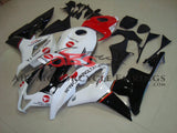 White, Black and Red Konica Minolta Fairing Kit for a 2007, 2008 Honda CBR600RR motorcycle