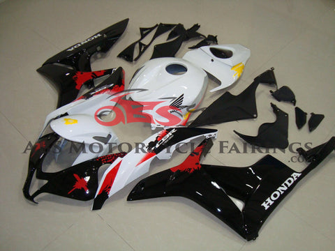 Honda CBR600RR (2007-2008) White, Black, Yellow & Red Splatter Fairings