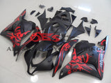 Matte Black and Red Graffiti Fairing Kit for a 2009, 2010, 2011 & 2012 Honda CBR600RR motorcycle