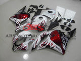White and Candy Red Flame Fairing Kit for a 2009, 2010, 2011 & 2012 Honda CBR600RR motorcycle