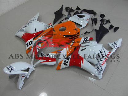 White, Orange and Red Repsol Fairing Kit for a 2009, 2010, 2011 & 2012 Honda CBR600RR motorcycle