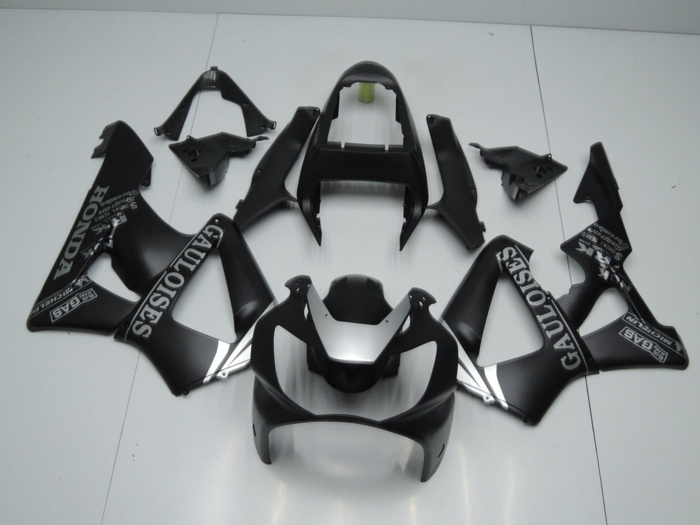 Matte Black and Silver Fairing Kit for a 2000 and 2001 Honda CBR900RR 929 motorcycle